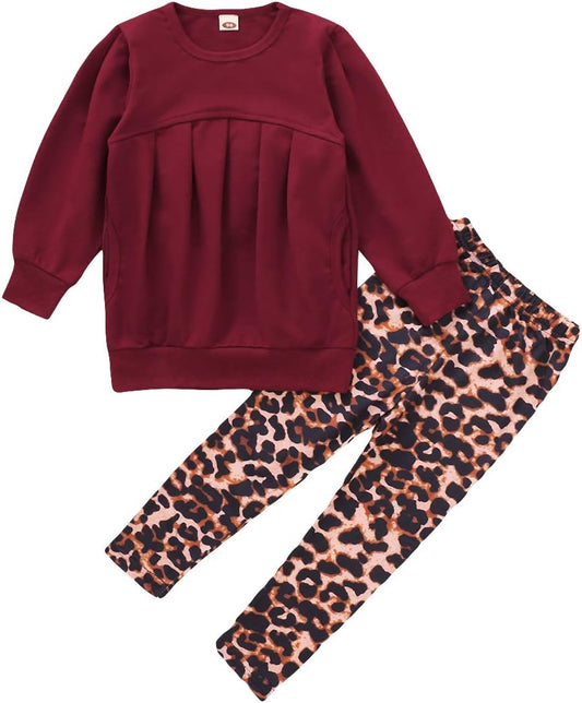 Toddler Girls Clothes Winter Warm Long Sleeve Tops+Long Pants Set